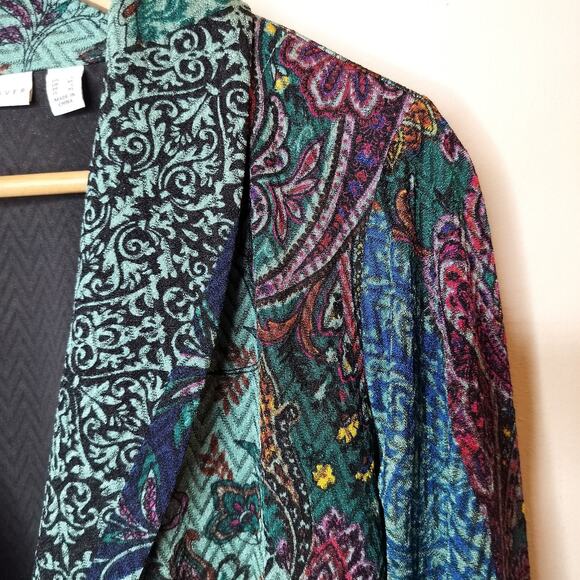 Susan Graver Floral Jacket Bohemian Stretch One Button - Picture 7 of 12